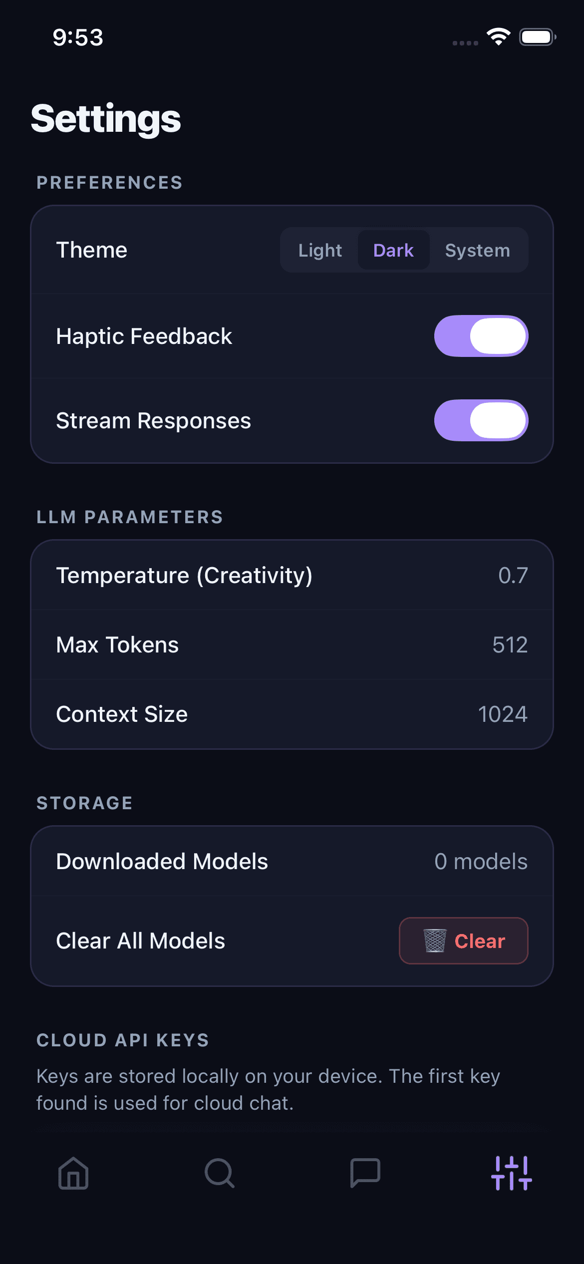 Settings placeholder screenshot